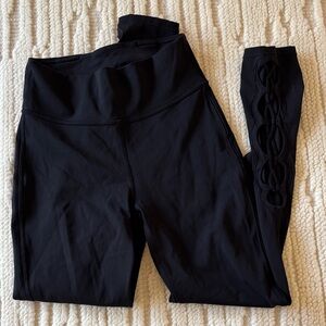 Black High-Waisted Leggings with Side Cutouts